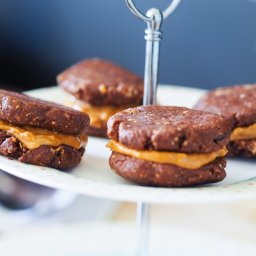 Chocolate and peanut butter cookie sandwich
