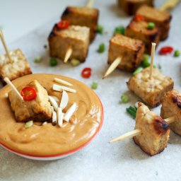 Tempeh dippers with ginger satay