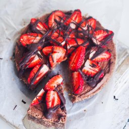 Decadent chocolate and strawberry tart